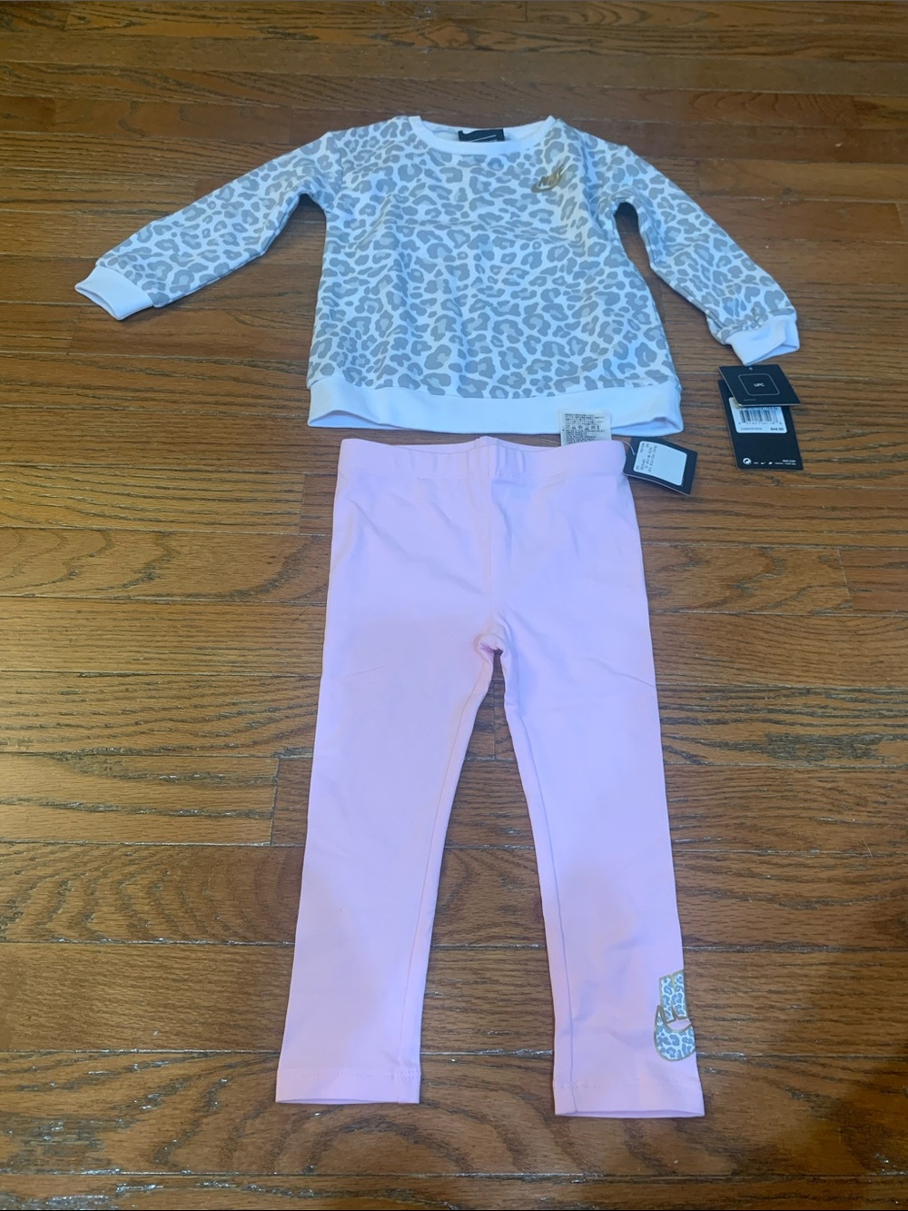 Nike Pink Girls Leggings with Leopard Accent